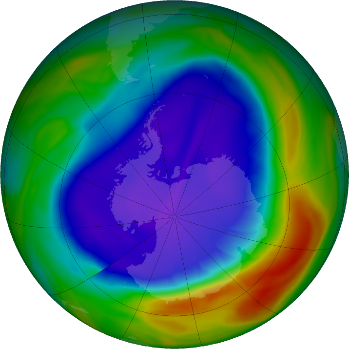 Antarctic ozone map for 24 September 2023